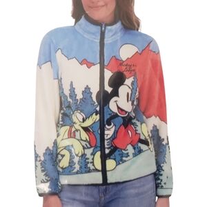 Character Jacket Women Mickey Mouse Zip Front Scenic Cozy Winter NWT